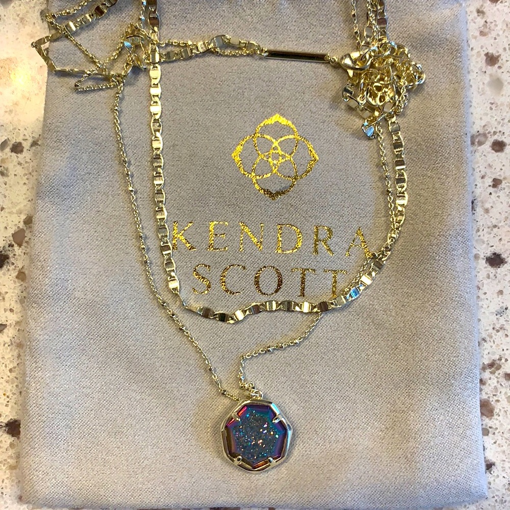 Kendra Scott double chain Drusy necklace